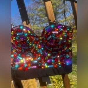 Multicolor Beaded Iridescent Sexy Top